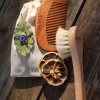 Mystic Therapy 2-Piece Set | 100% Natural Goat Hair Soft Face/Hair Care Brush + Cherry Wood Comb