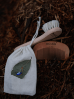 Mystic Therapy 2-Piece Set | 100% Natural Horse Hair Face/Hair Care Brush + Cherry Wood Comb
